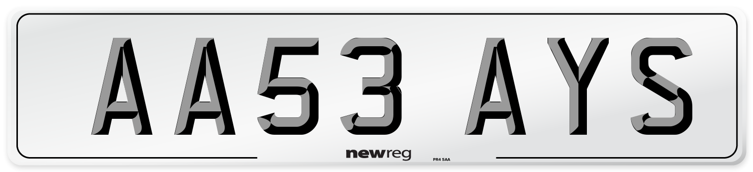 AA53 AYS Number Plate from New Reg